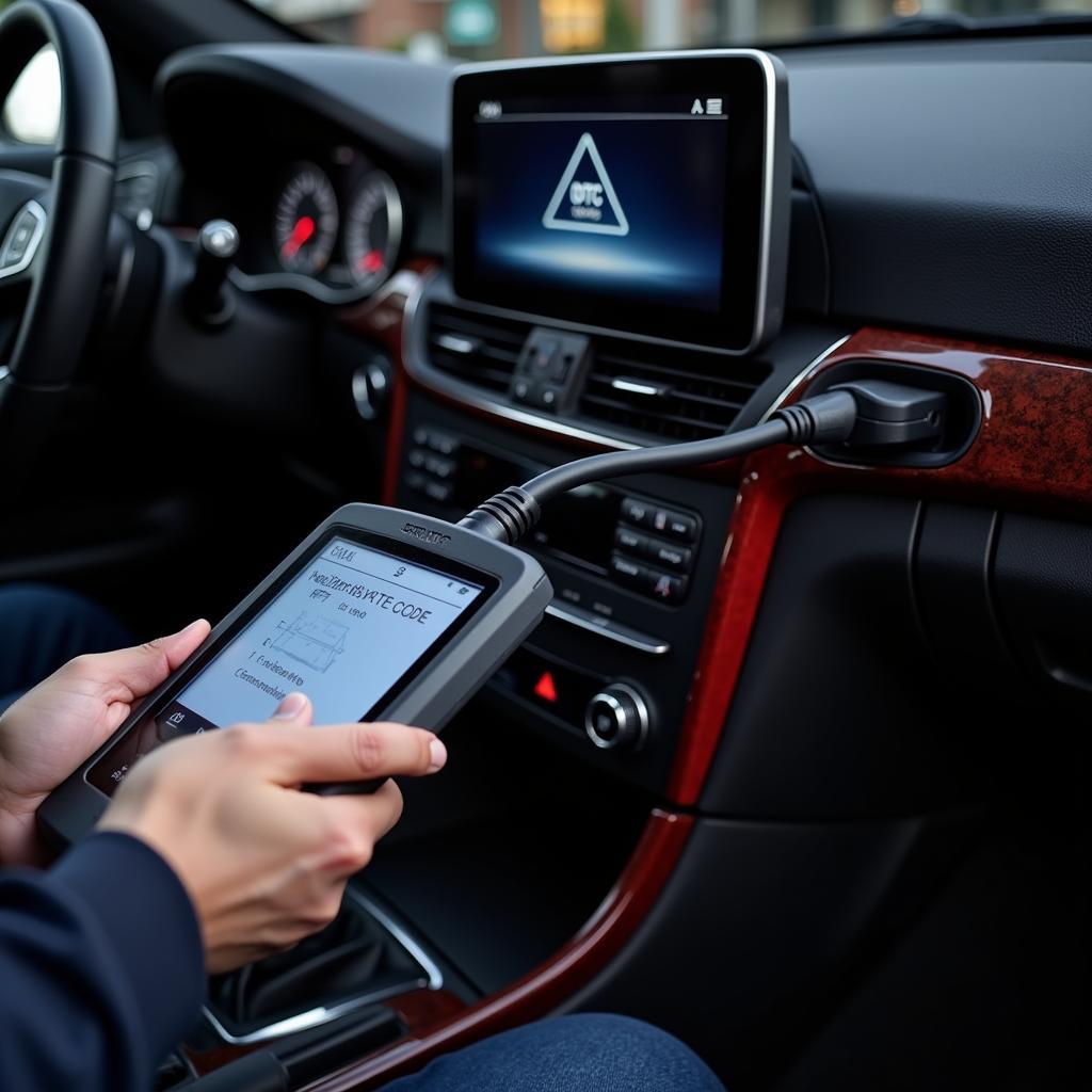 OBD-II Scanner Diagnosing a Mercedes-Benz