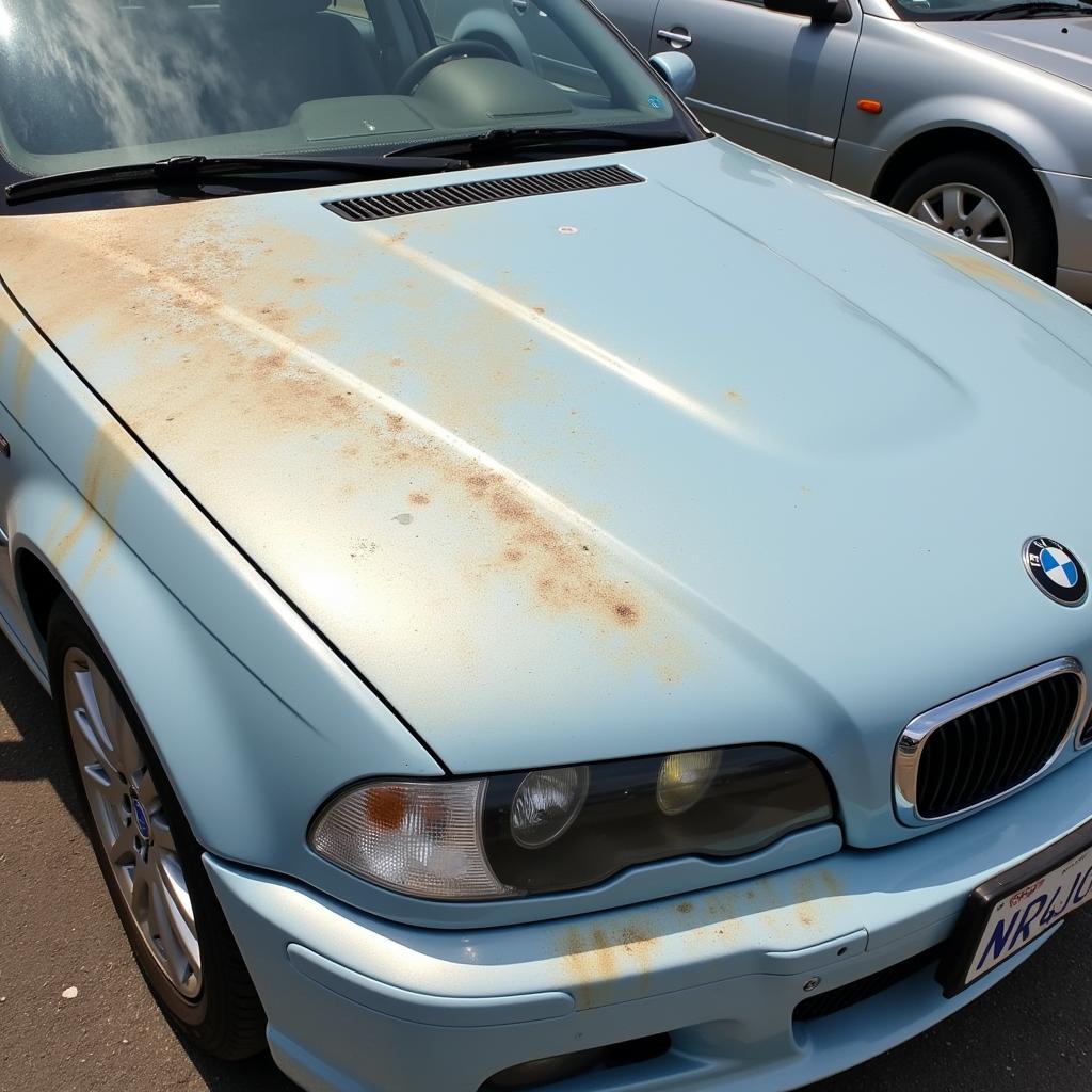 Oxidized and faded car paint