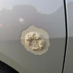 Close-up of Paint Blister Damage on a Car Door