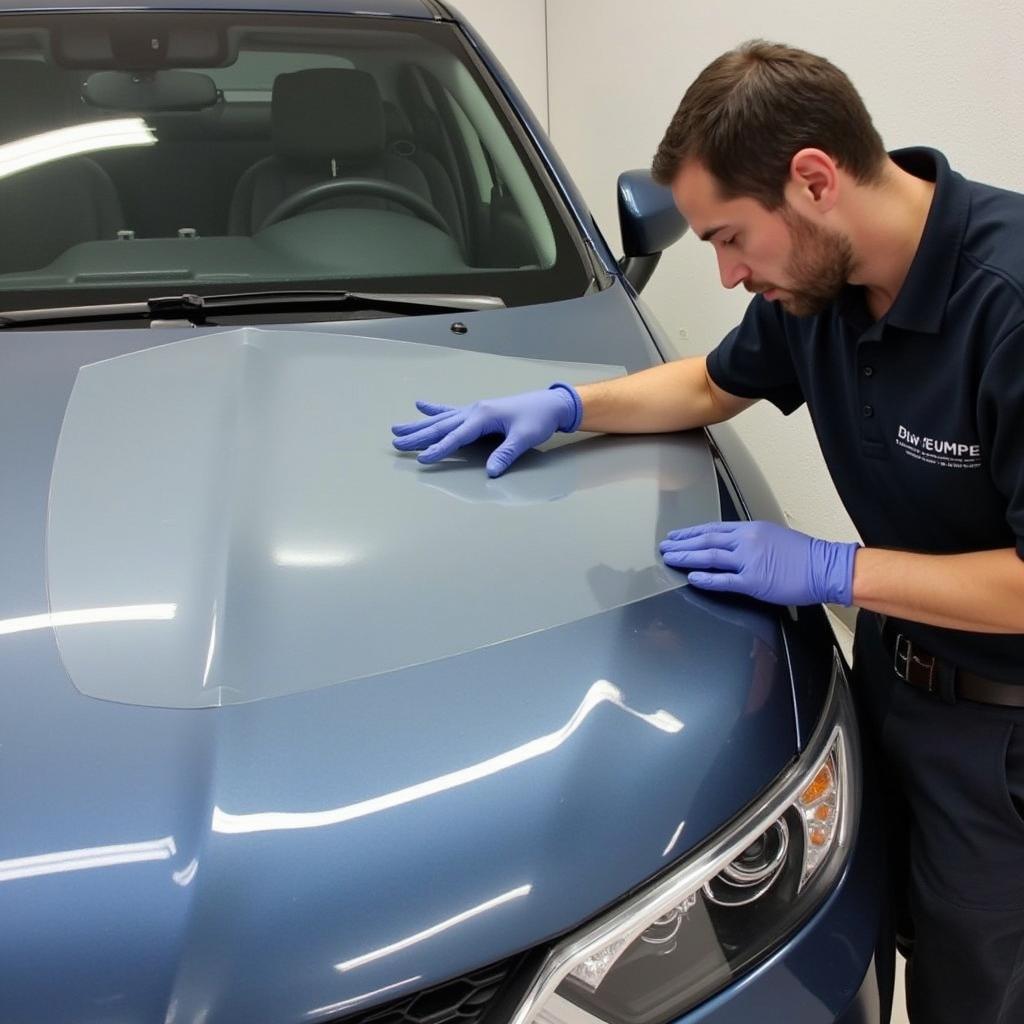 Applying Paint Protection Film to a Car Hood