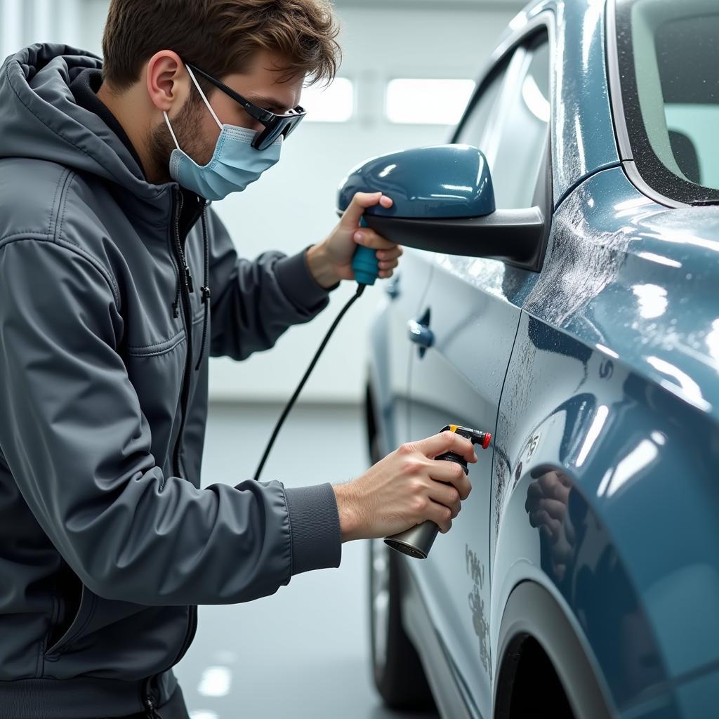 Painting a Repaired Car Door