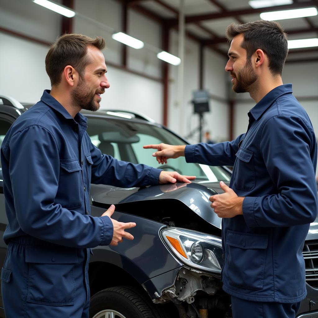 Customer Discussing Car Repair with a Technician in Paphos