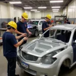 Students in a Part-Time Car Body Repair Class