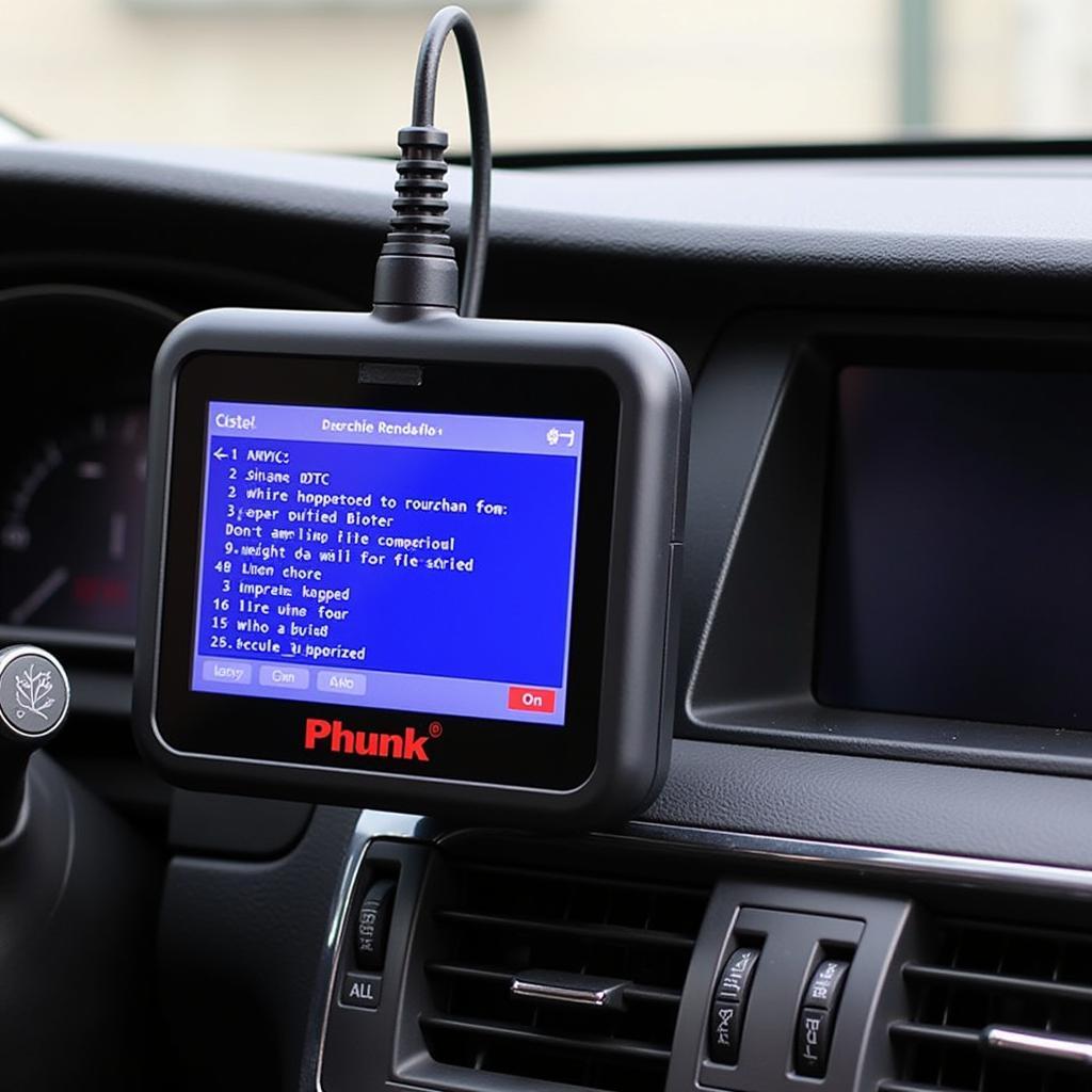 Phunk KW850 OBD2 Scanner Displaying DTC