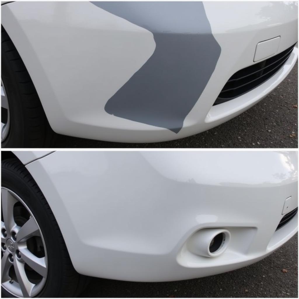 Polished car bumper after crack repair