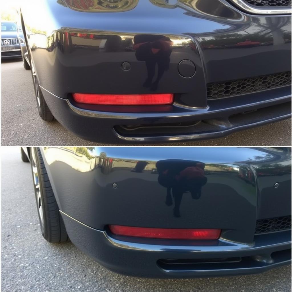 A polished car bumper after a complete spray paint job