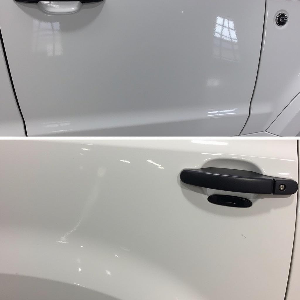 Polished car spot repair after paint blending