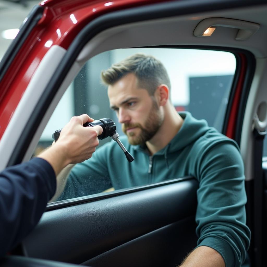 Post Car Window Repair Inspection by a Technician