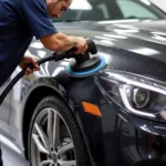 Professional acid rain damage repair with machine polishing