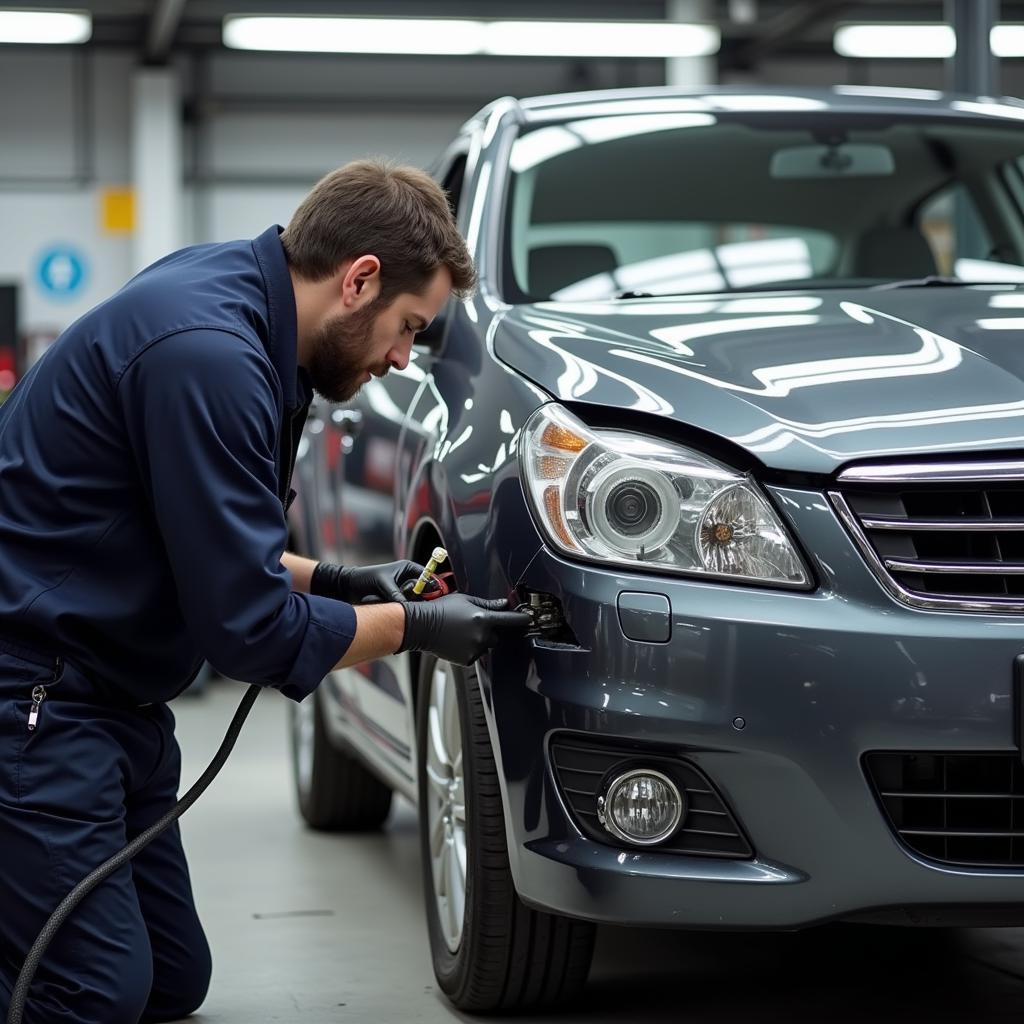 Professional Car Bumper Repair in a Body Shop