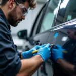 Professional car paint chip repair process