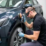 Professional car paint repair process in Redhill