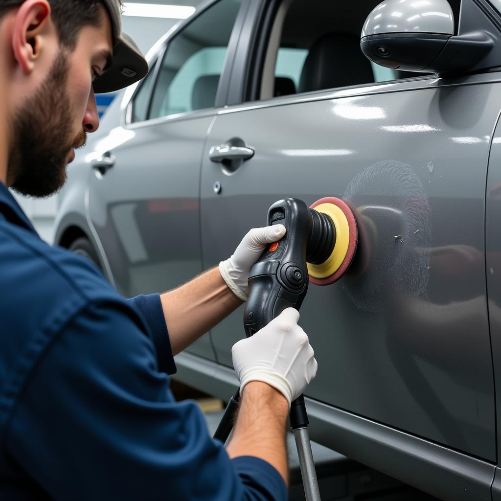 Professional car scratch repair process