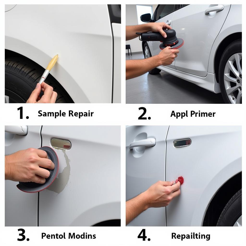 Professional Car Paint Scratch Repair Process: Sanding, Priming, and Repainting