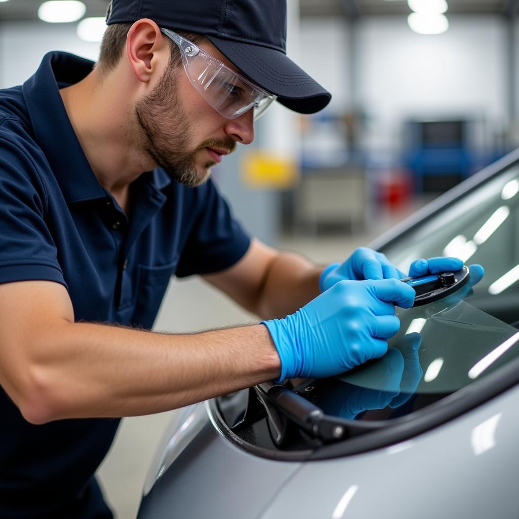 Certified Car Window Repair Technician in Irving, TX Performing a Repair