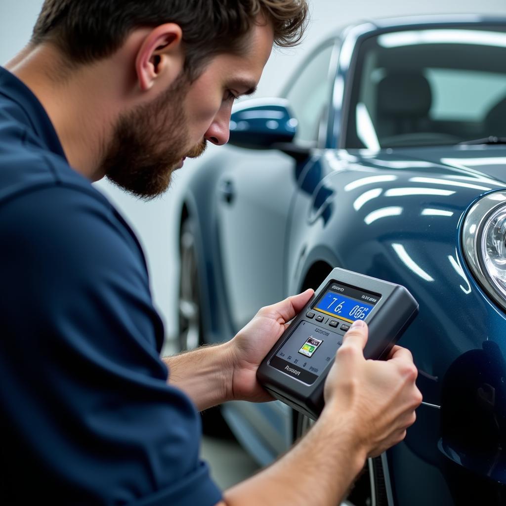 Spectrophotometer Being Used for Car Paint Color Matching