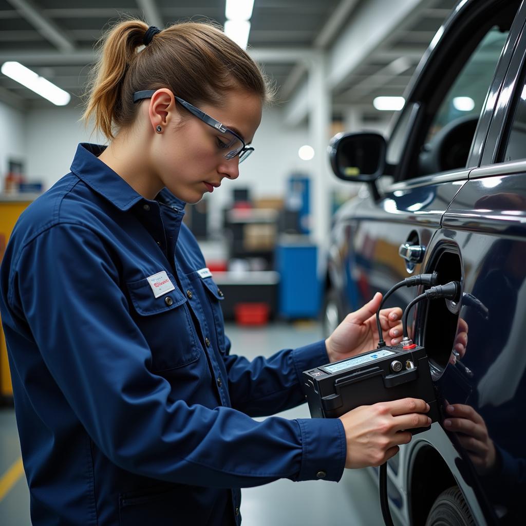 Qualified EV Battery Technician at Work