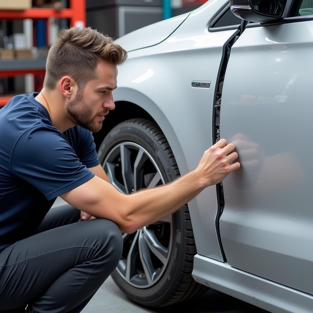 Inspecting a Repaired Car for Quality