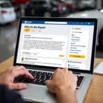 Customer Reading Online Reviews for Car Body Repair Shops