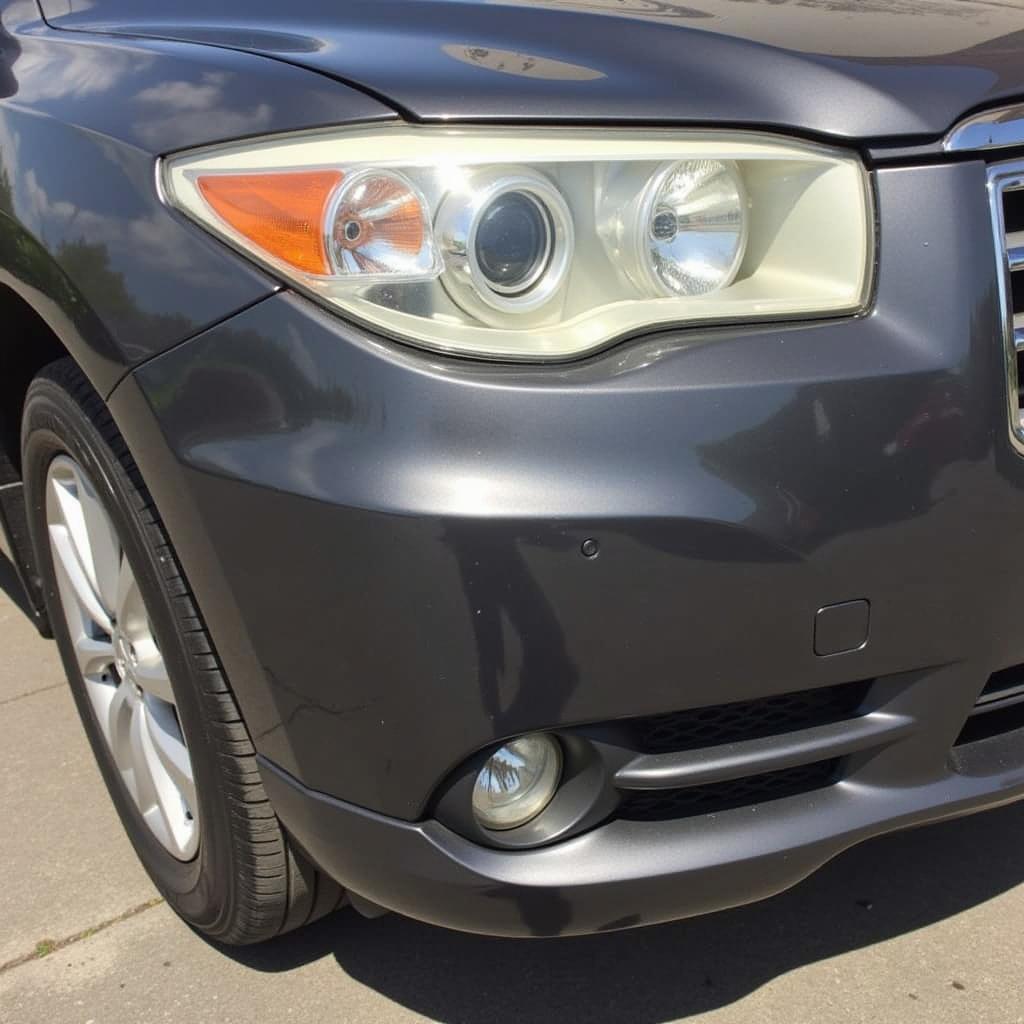 Close-up of a Repaired Car Bumper