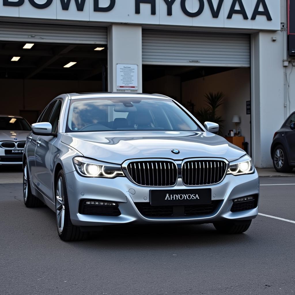 A repaired car leaving a body shop in Croydon