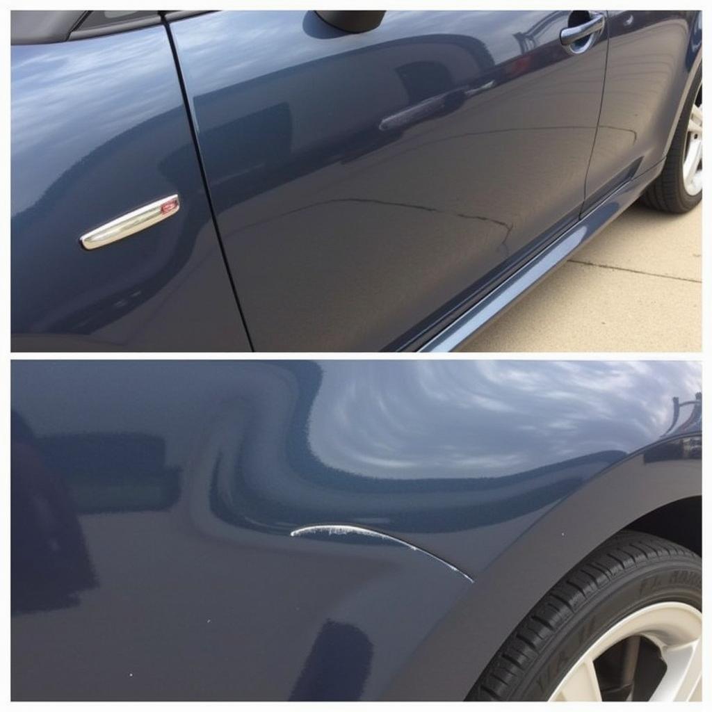 Repaired car paint showing a flawless finish