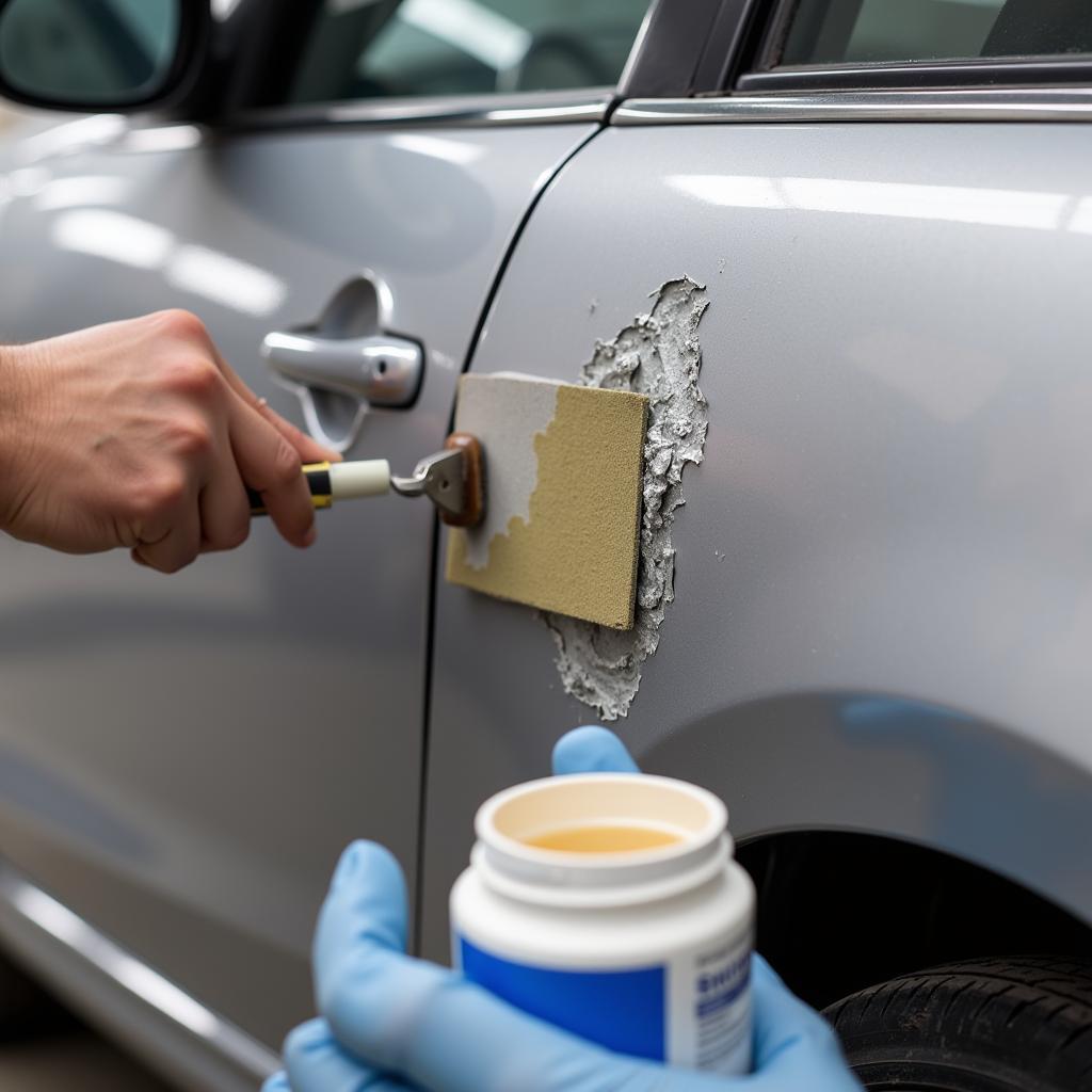 Repairing Large Paint Chips on a Car Door