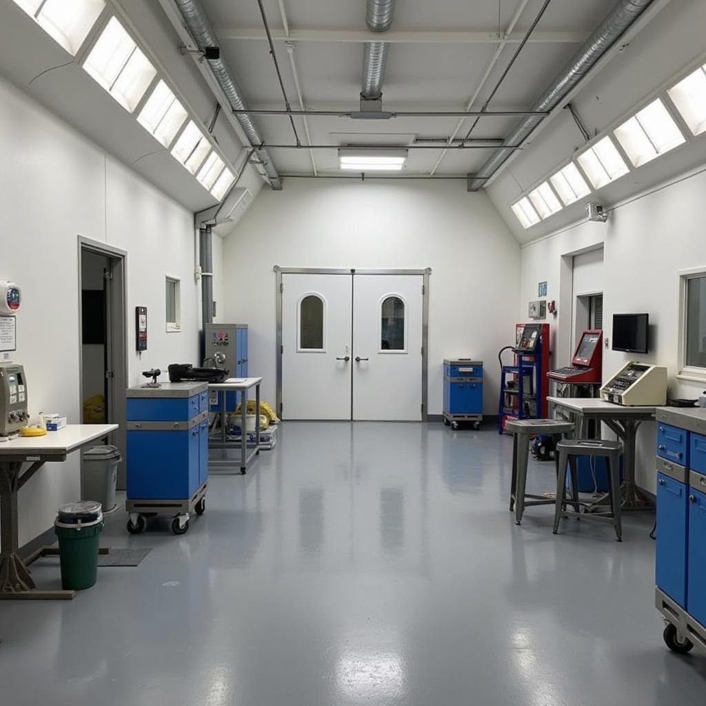 Interior of a Professional Car Paint Repair Shop in Riverside