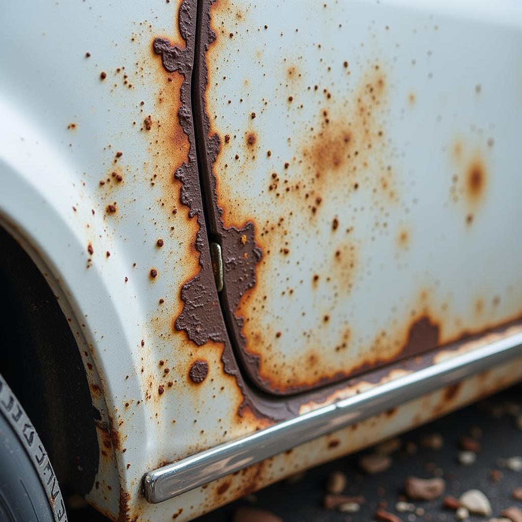 Rust on Car Door Before Repair