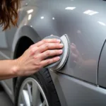 Sanding blistered car paint with fine-grit sandpaper