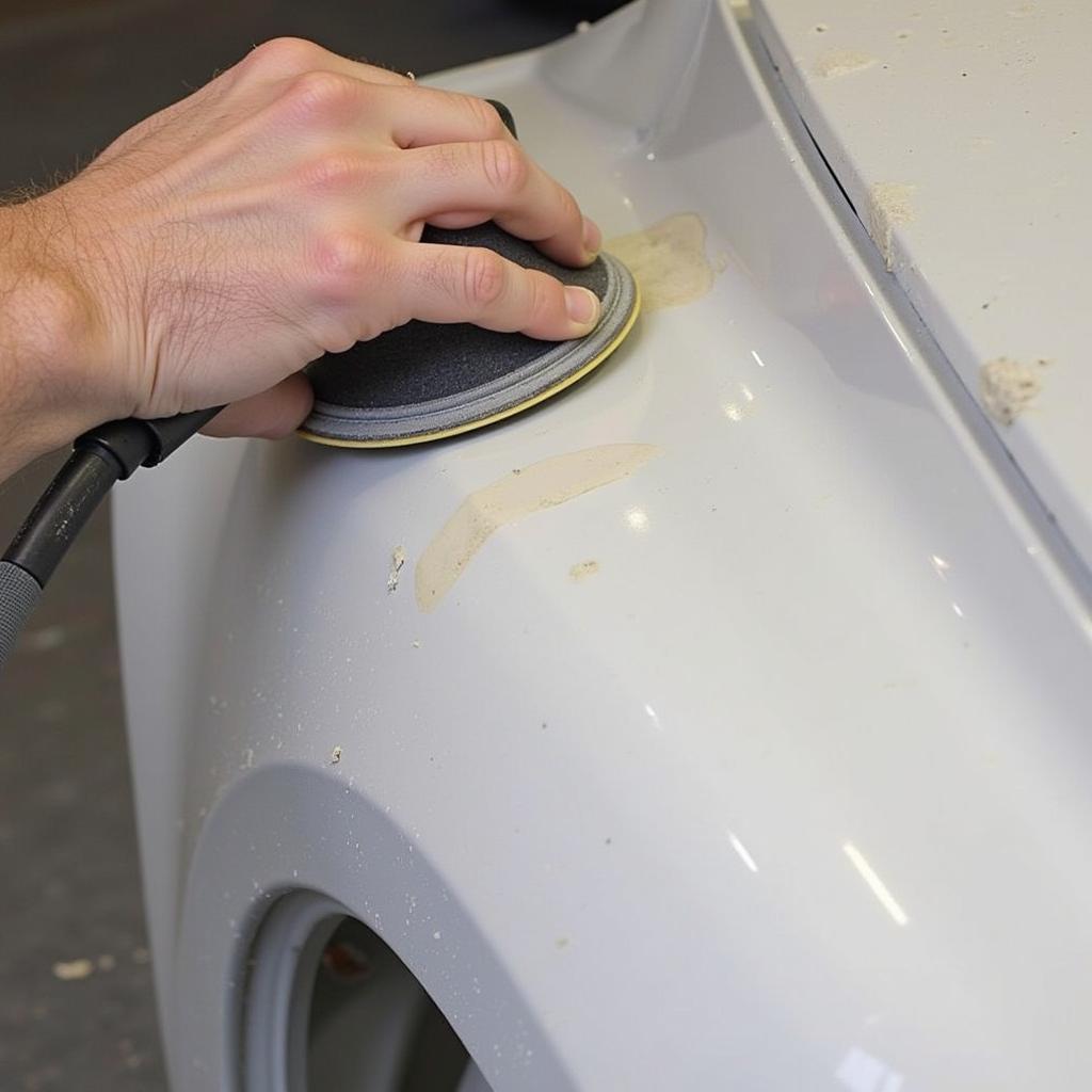 Sanding Cured Fibreglass Car Repair