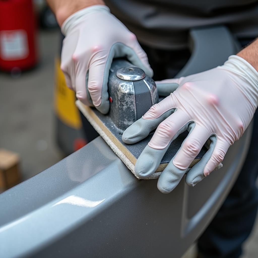 Sanding a Plastic Car Bumper Before Painting