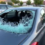 Shattered Rear Car Window Damage