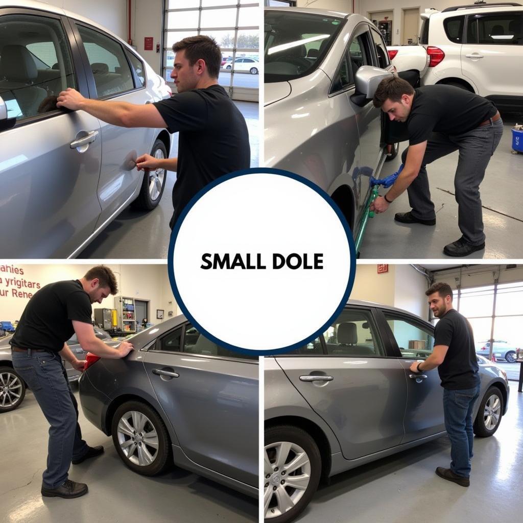 Small Dole Car Body Repair Shop Showing Different Repair Techniques