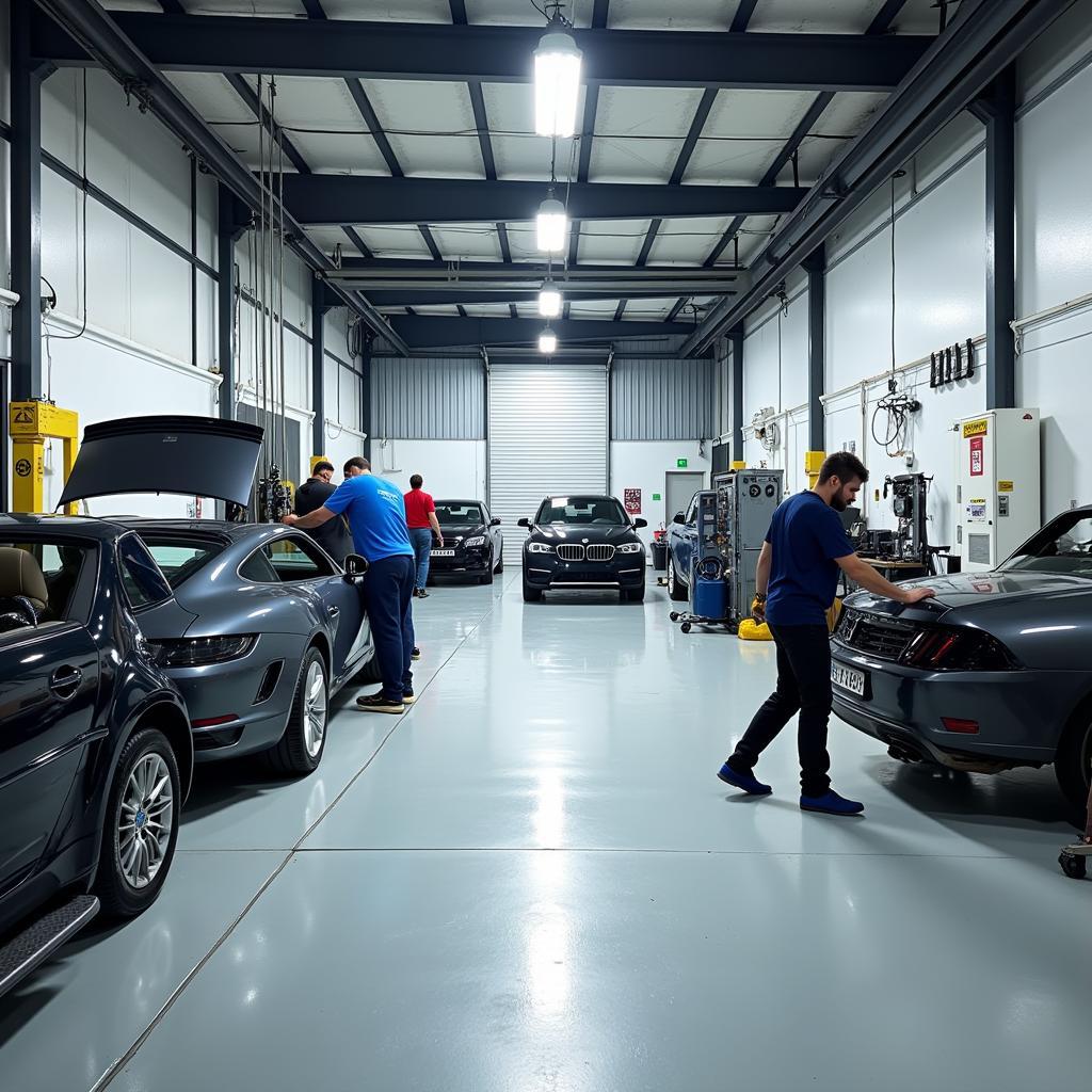 Interior of a Car Body Repair Shop in Solihull