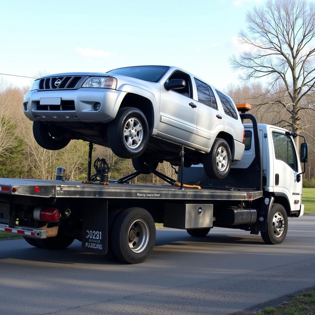 Tow Truck Repossessing Car