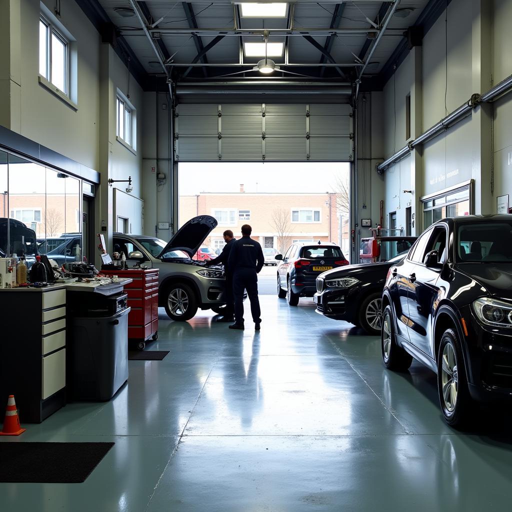 Inside a Urmston Car Body Repair Shop