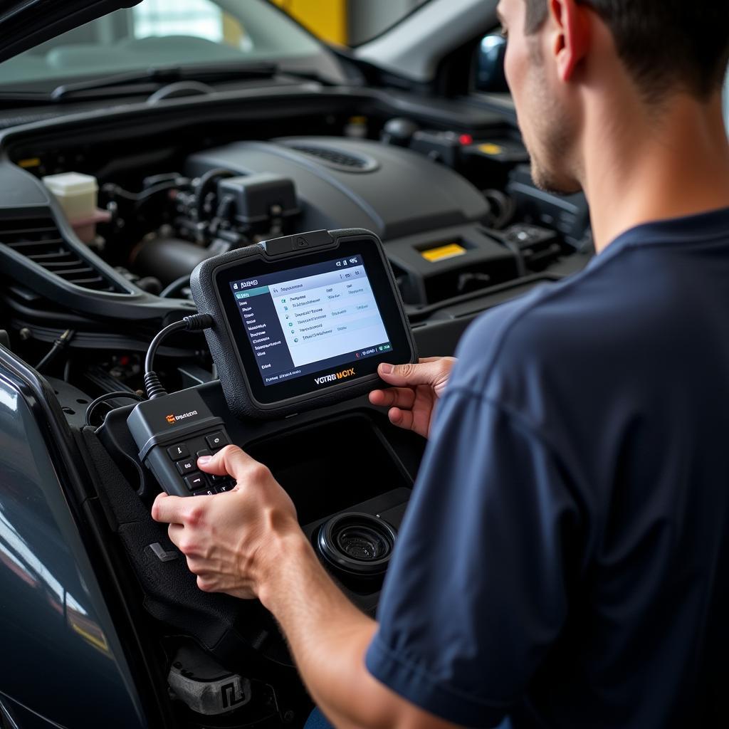 Mechanic Using a Car Diagnostic Tool