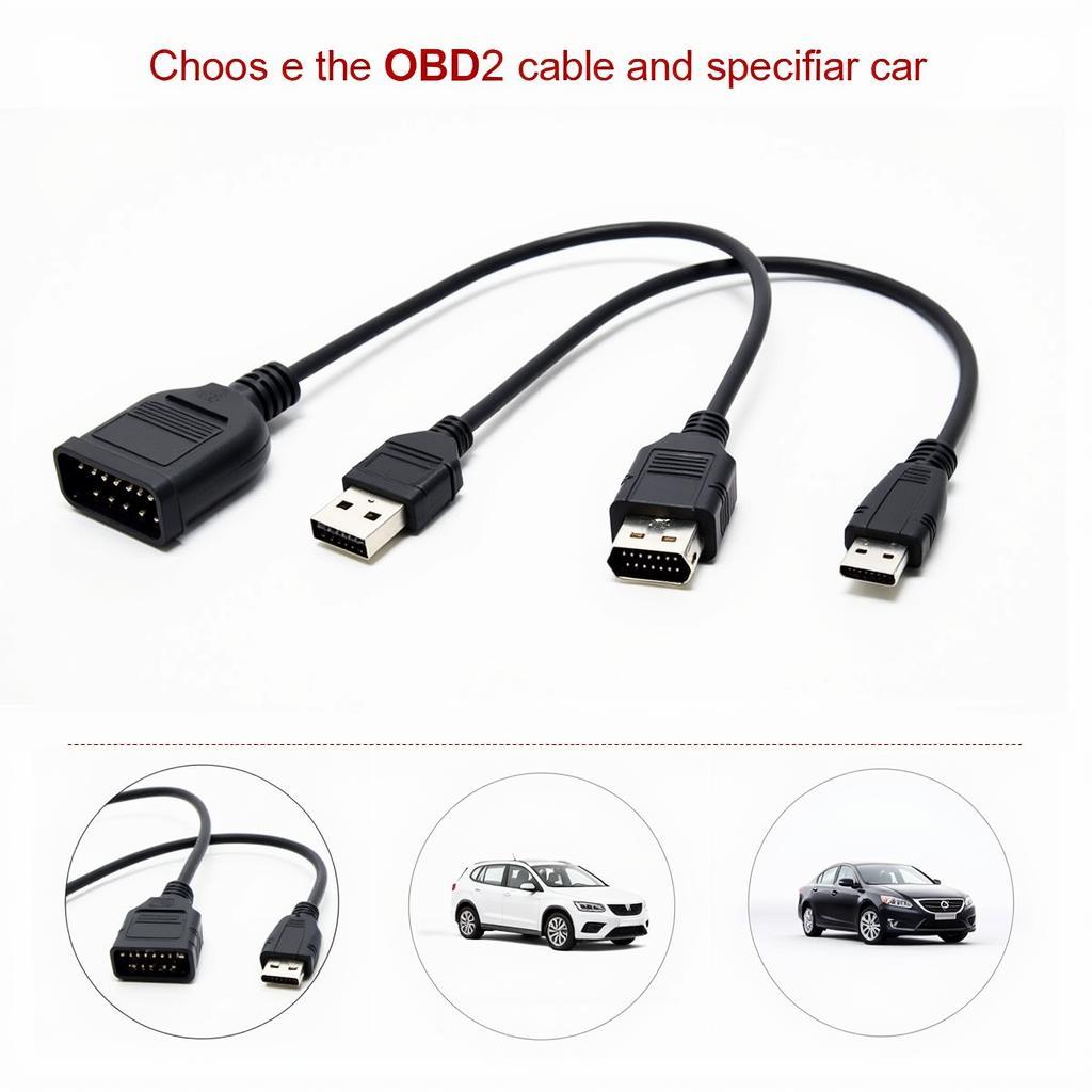 Different types of OBD2 cables and adapters