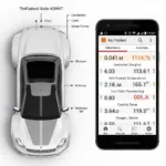 Vgate VS890S connected to a smartphone displaying diagnostic data