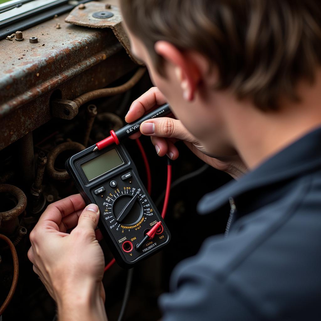 Inspecting a Vintage Car Wiring Harness