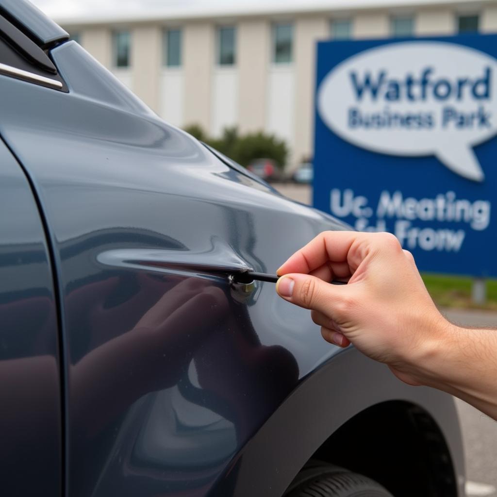 Assessing car damage in Watford Business Park