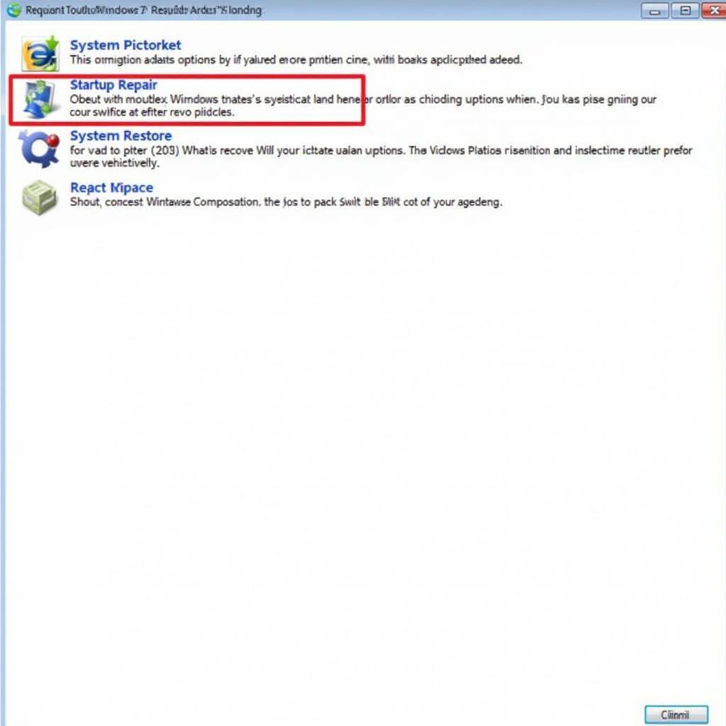 Windows 7 Repair Options: Startup Repair, System Restore, System Image Recovery