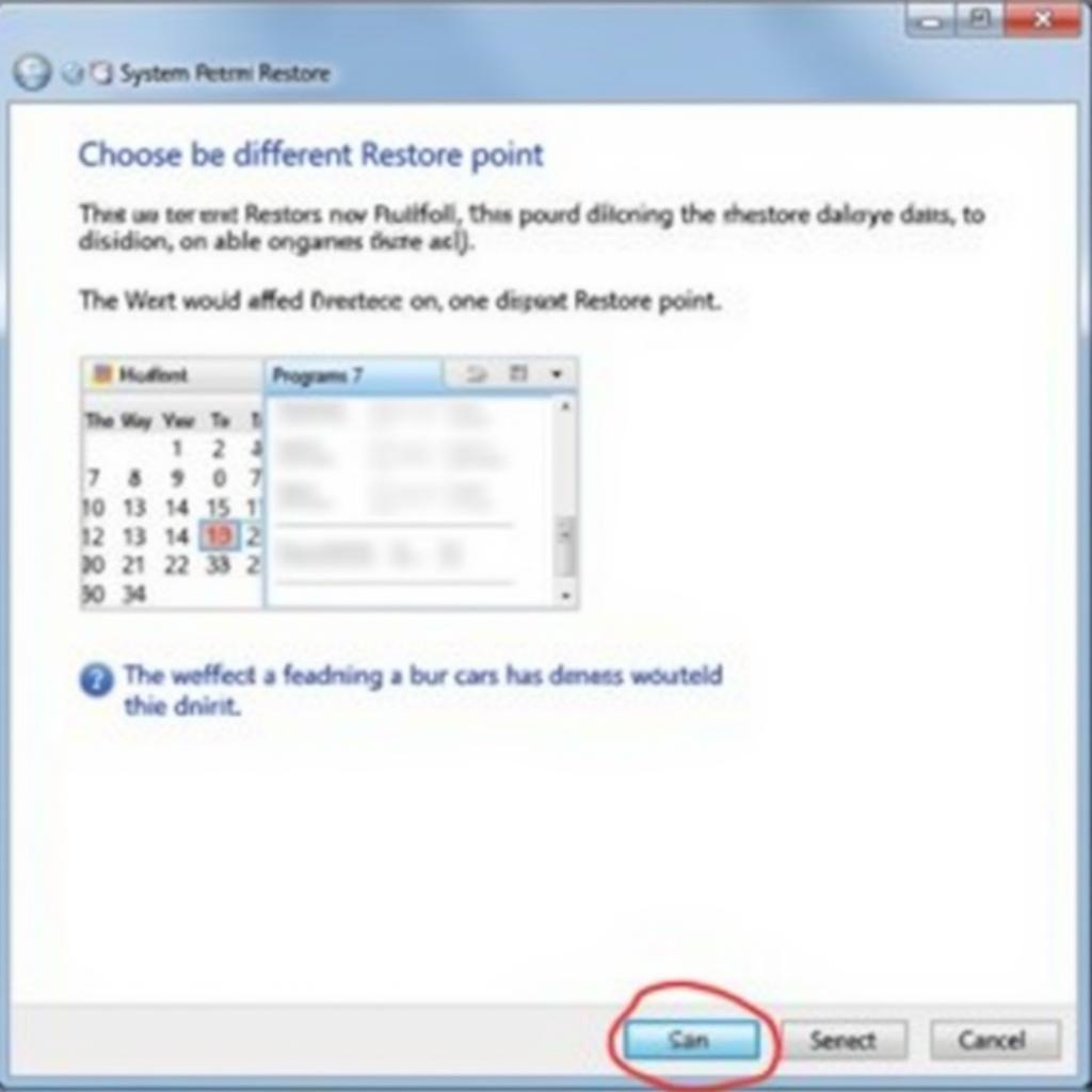 Windows 7 System Restore Interface