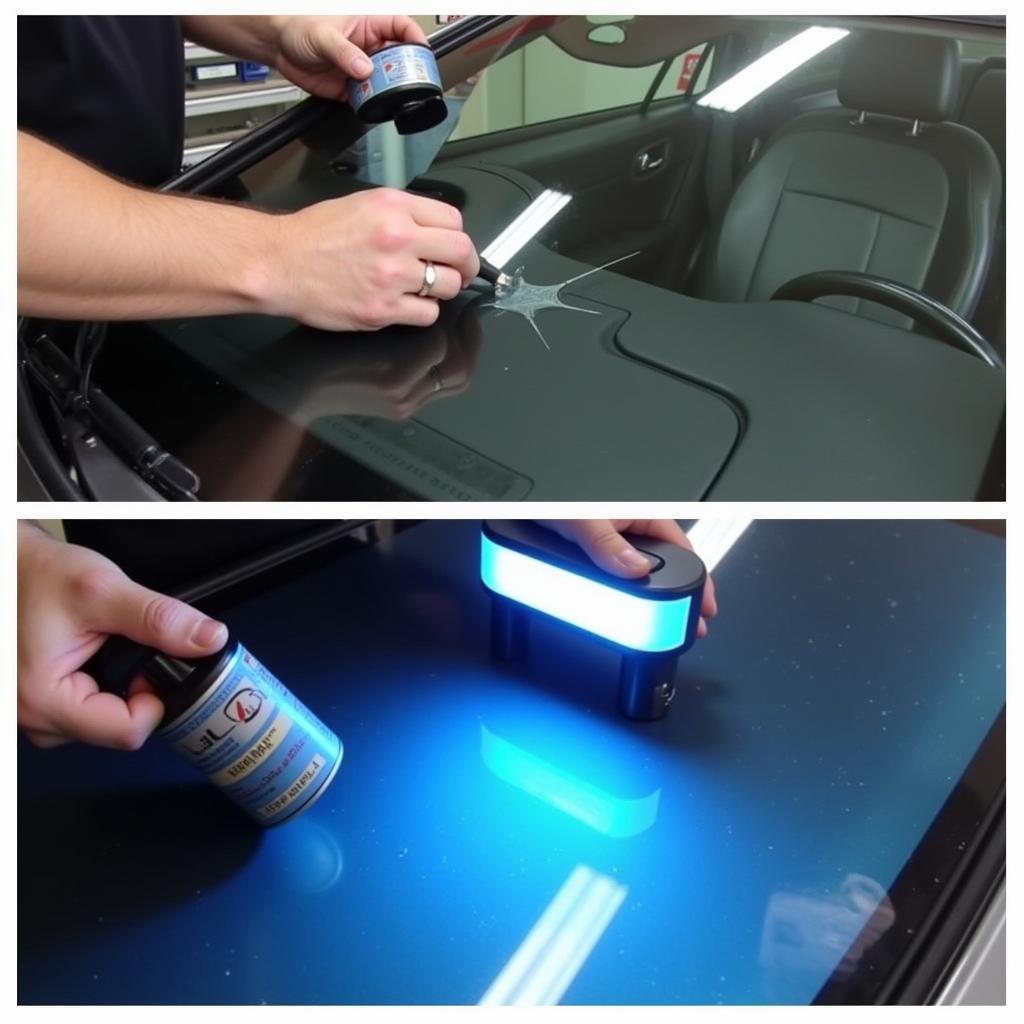 Windscreen Repair Process: Resin Application and Curing