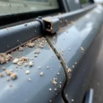 Worn Car Window Track Showing Signs of Damage